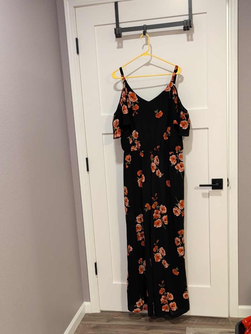 Maurices Black Maxi Dress with Orange Floral Print